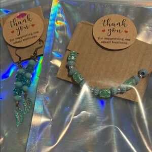 Handcrafted Elegant Blue Beaded Jewelry Set